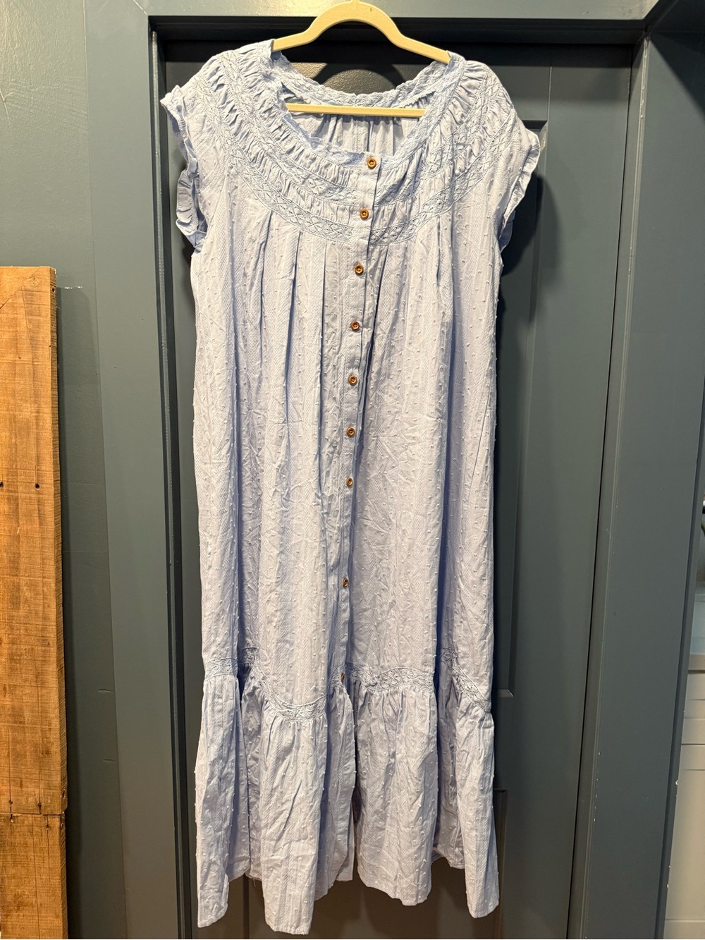 SHEIN Light Blue Button-Front Maxi Dress with Ruffle Hem